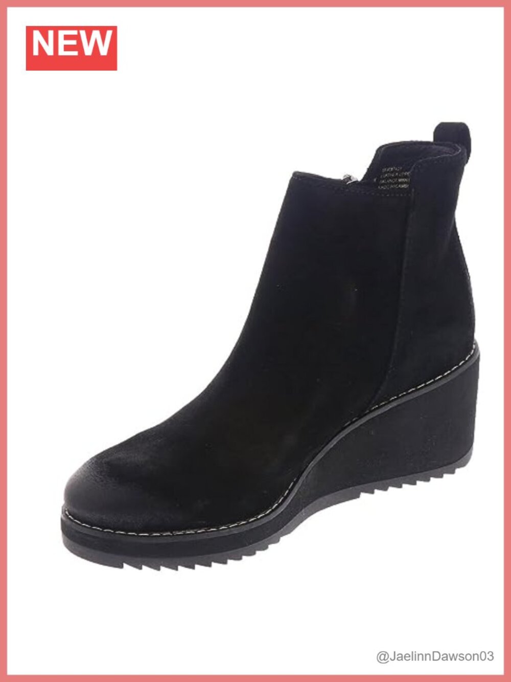 Waterproof Italian Suede Wedge Booties Ankle Boots Side Zipper